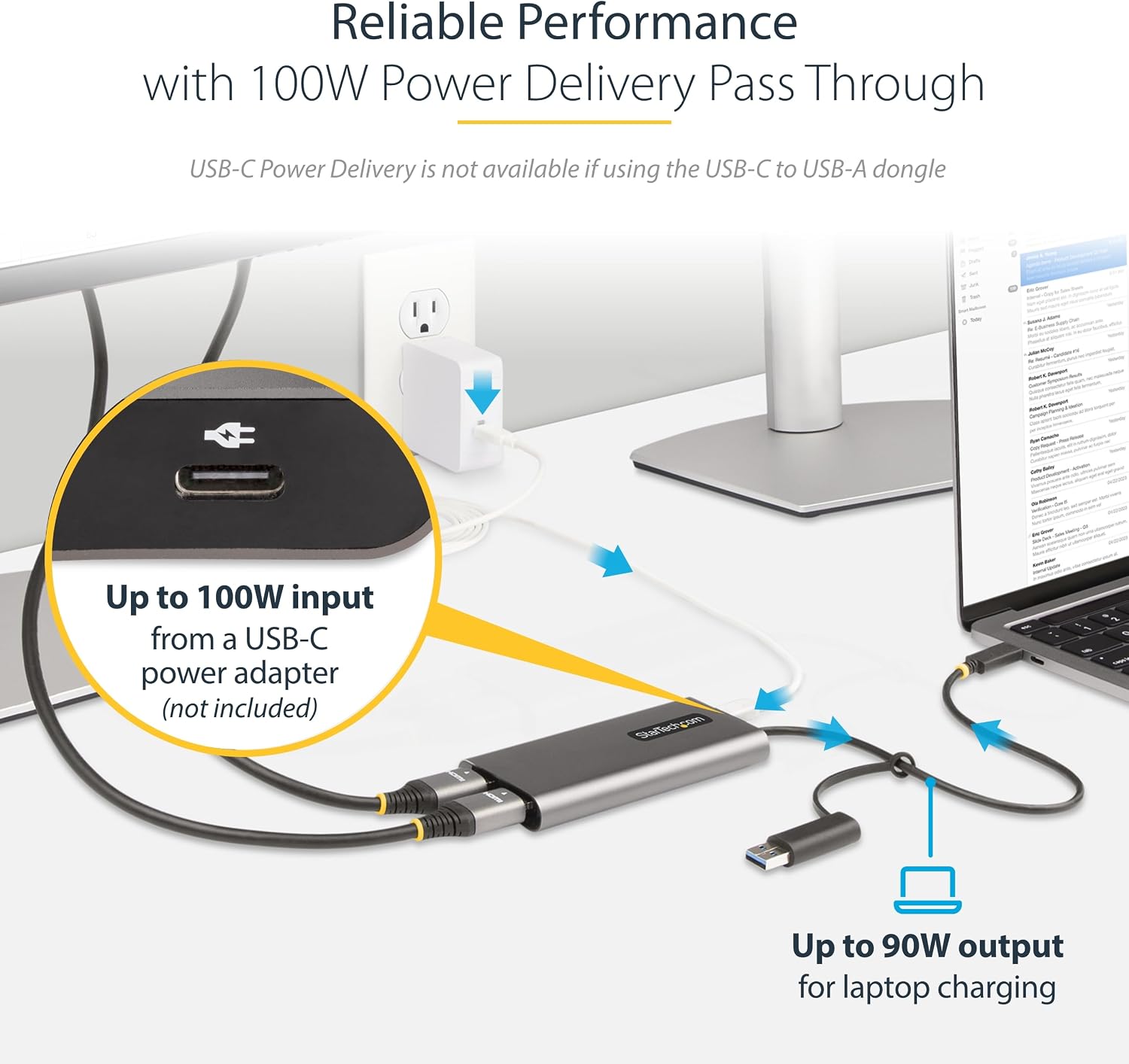 StarTech.com USB-C to Dual-HDMI Adapter, USB-C/A to 2X HDMI Converter, 4K 60Hz, 100W PD Pass-Through, Win/Mac, TAA