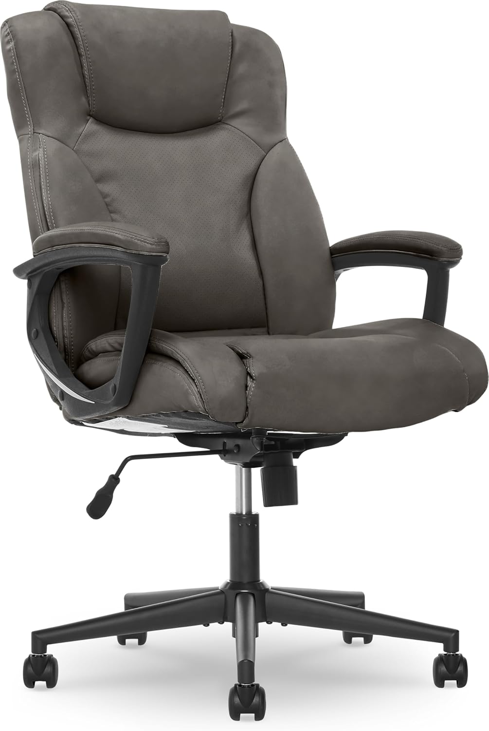 Serta Connor Executive Office Chair, Ergonomic Computer Chair with Layered Body Pillows, Contoured Lumbar, Adjustable Seat Height, Bonded Leather, Gray