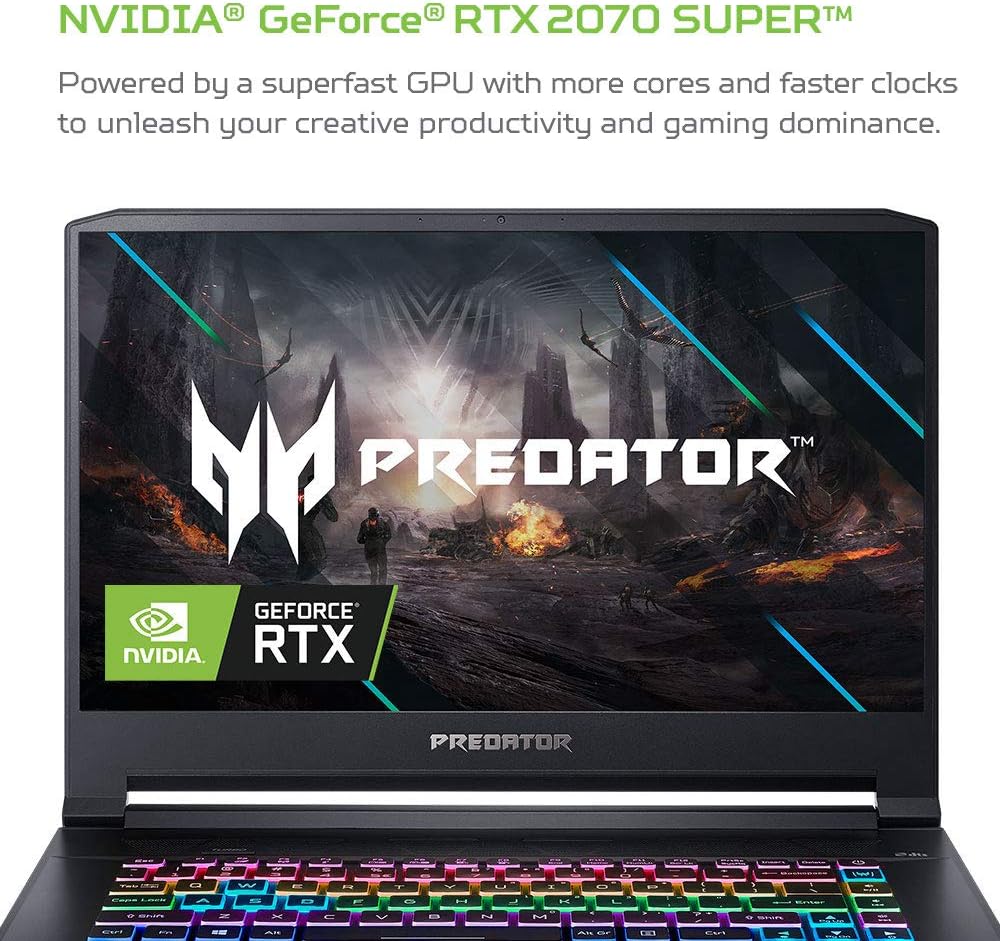 Acer Predator Triton 500 PT515-52-73L3 Gaming Laptop, Intel i7-10750H, NVIDIA GeForce RTX 2070 SUPER, 15.6' FHD NVIDIA G-SYNC Display, 300Hz, 16GB Dual-Channel DDR4, 512GB NVMe SSD, RGB Backlit KB