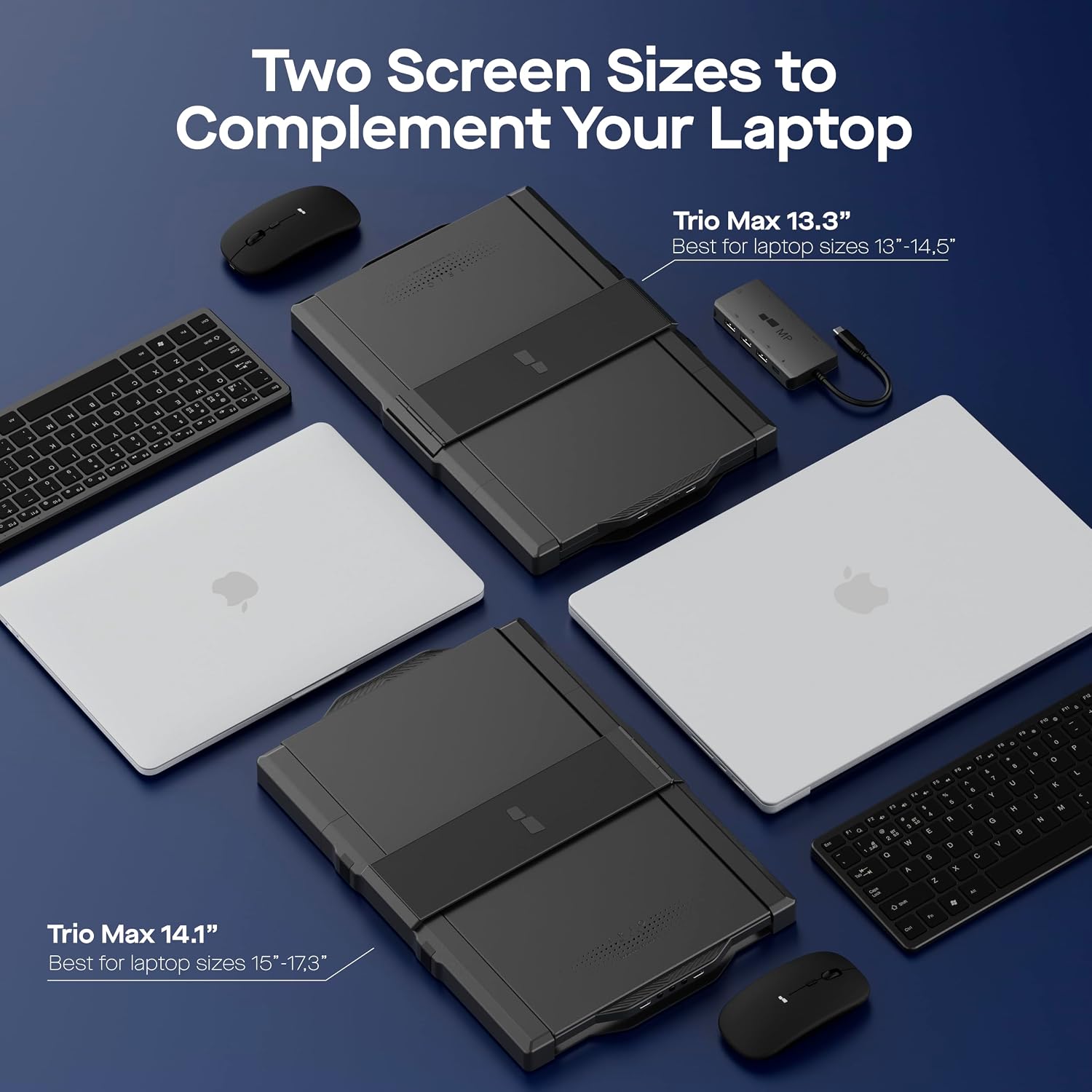 Mobile Pixels Trio Max Portable Monitor, The On-The-Go Dual-Screen Laptop Monitor, 14' Full HD IPS Display, USB A/Type-C, Plug and Play, Sleek Design (1pc 14' Trio Max)