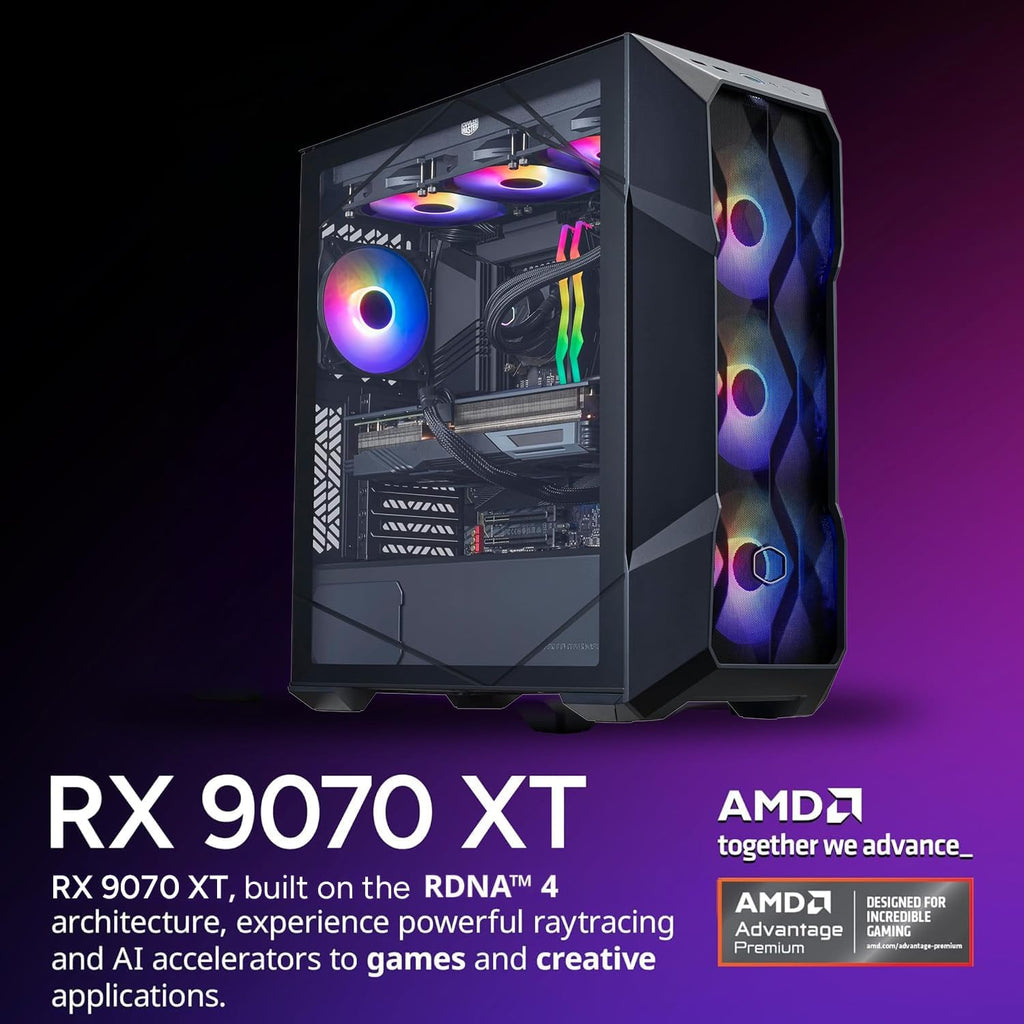 Cooler Master TD5 Pro Gaming PC – AMD RYZEN 7 7800X3D, AMD RX 9070 XT 16GB, 32GB DDR5 6000MHz, 2TB Gen4 M.2, Windows 11, MWE Gold 850 V3 PSU, ATX Desktop PC
