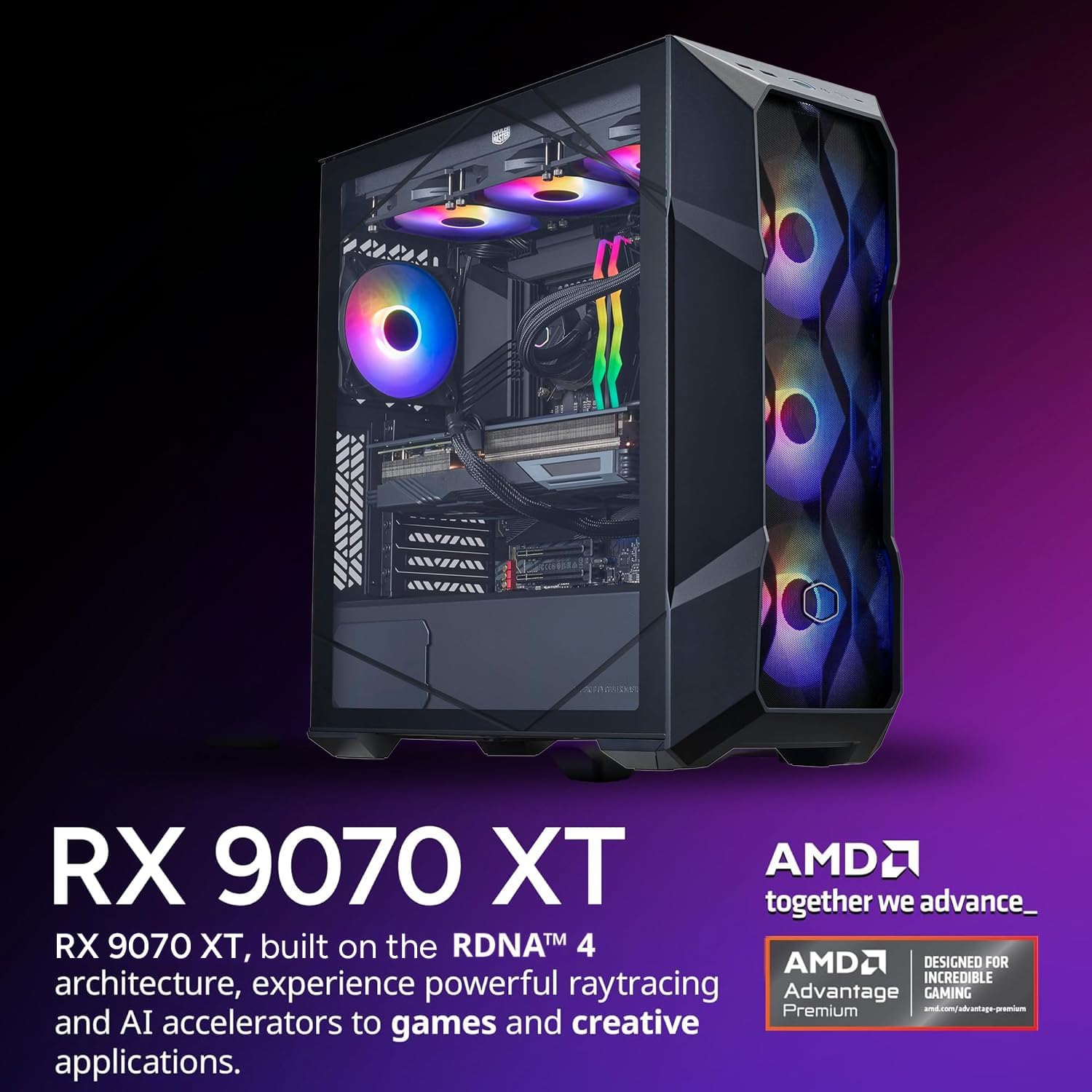 Cooler Master TD5 Pro Gaming PC – AMD RYZEN 7 7800X3D, AMD RX 9070 XT 16GB, 32GB DDR5 6000MHz, 2TB Gen4 M.2, Windows 11, MWE Gold 850 V3 PSU, ATX Desktop PC