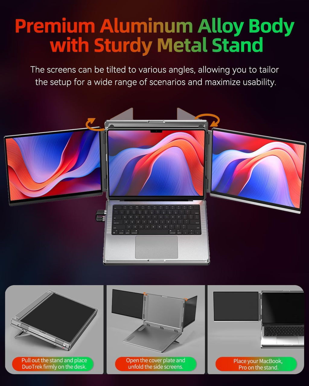 Intehill 4K Laptop Screen Extender, 13.4' Dual Screen Monitor for Laptop, 3840x2400 Anti-Glare Portable IGZO Display, 100% sRGB 500 Nits Brightness Foldable Plug-Play Portable Travel Monitor, LR13U