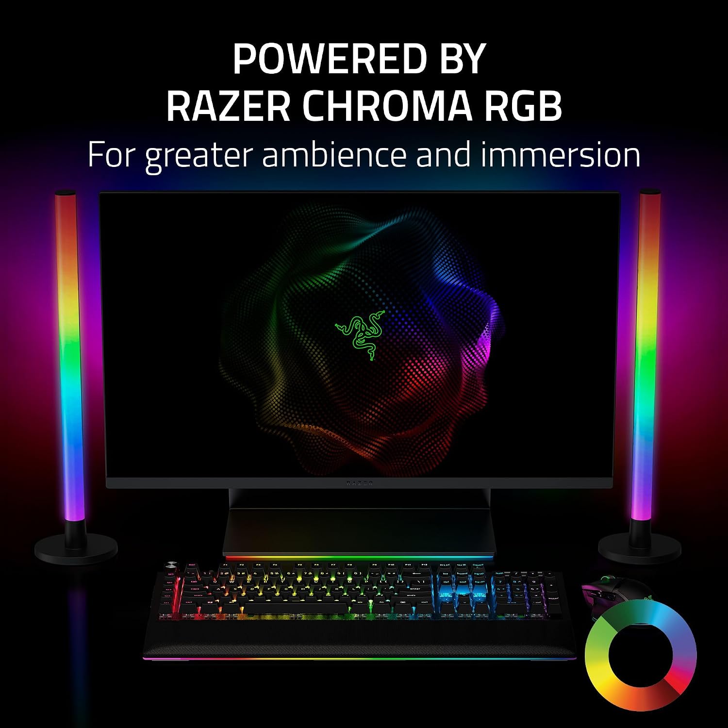 Razer Aether Standing Light Bars: Front & Back Lighting - Individual Bar Customization - Single USB C Cable - Chroma RGB - Works with Alexa, Google Home - Razer Gamer Room App for Unified Control