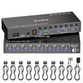 8 Port DisplayPort KVM Switch 4K@60Hz EDID Simulation, USB 3.0 DP KVM Switch for 8 Computers Share 1 Monitor and 4 USB Devices, Audio RS232,Wired Remote, 12V Power Supply & 8 USB Cables Included