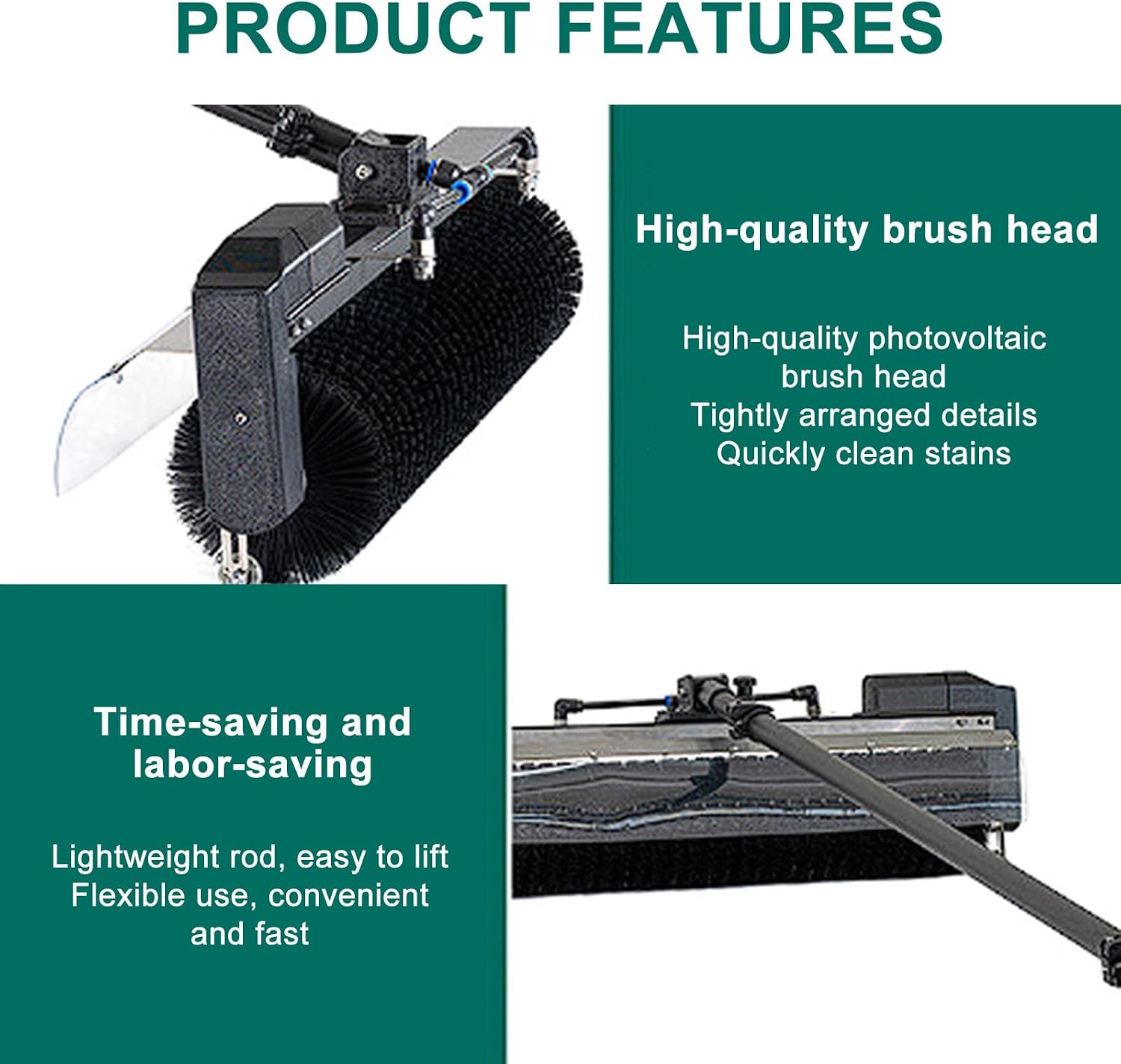 Electric PV Panel Cleaning Brush 3.5m/5.5m/7.5m, with Extension Pole, Solar Panel Cleaner, Automatic Water Supply Cleaning Brush(3.5M)