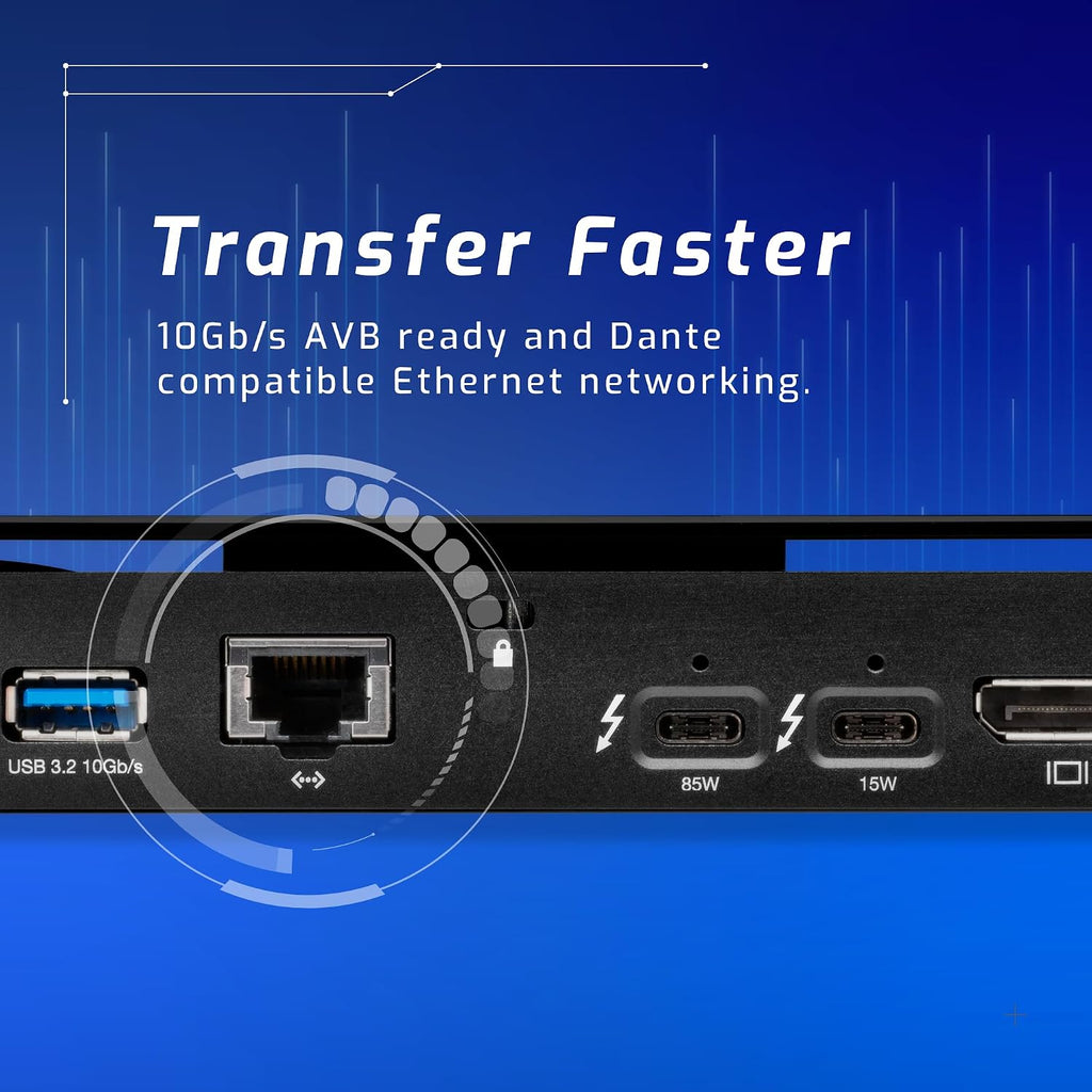 OWC 10-port Thunderbolt Pro Dock, 85W charging, Dual Thunderbolt 40 Gb/s (USB-C), USB-C and (3) USB Type A 10Gb/s, DisplayPort, 10GbE, CFexpress, SD, Single 8K or Dual 6K 60Hz Displays, For Mac and PC