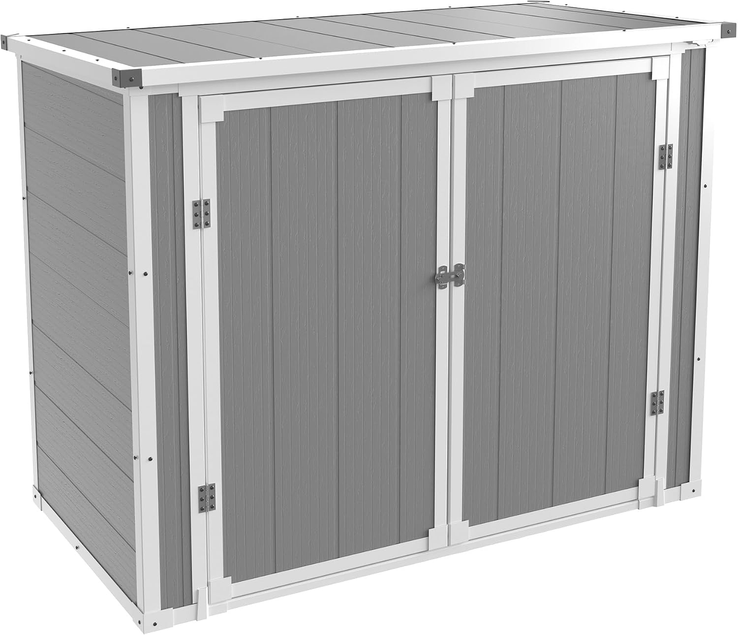UDPATIO 4.5' x 2.5' Outdoor Storage Shed Horizontal Outdoor Trash Can Storage Box Plastic Shed Resin Cabinet,Gray,41 Cu.Ft