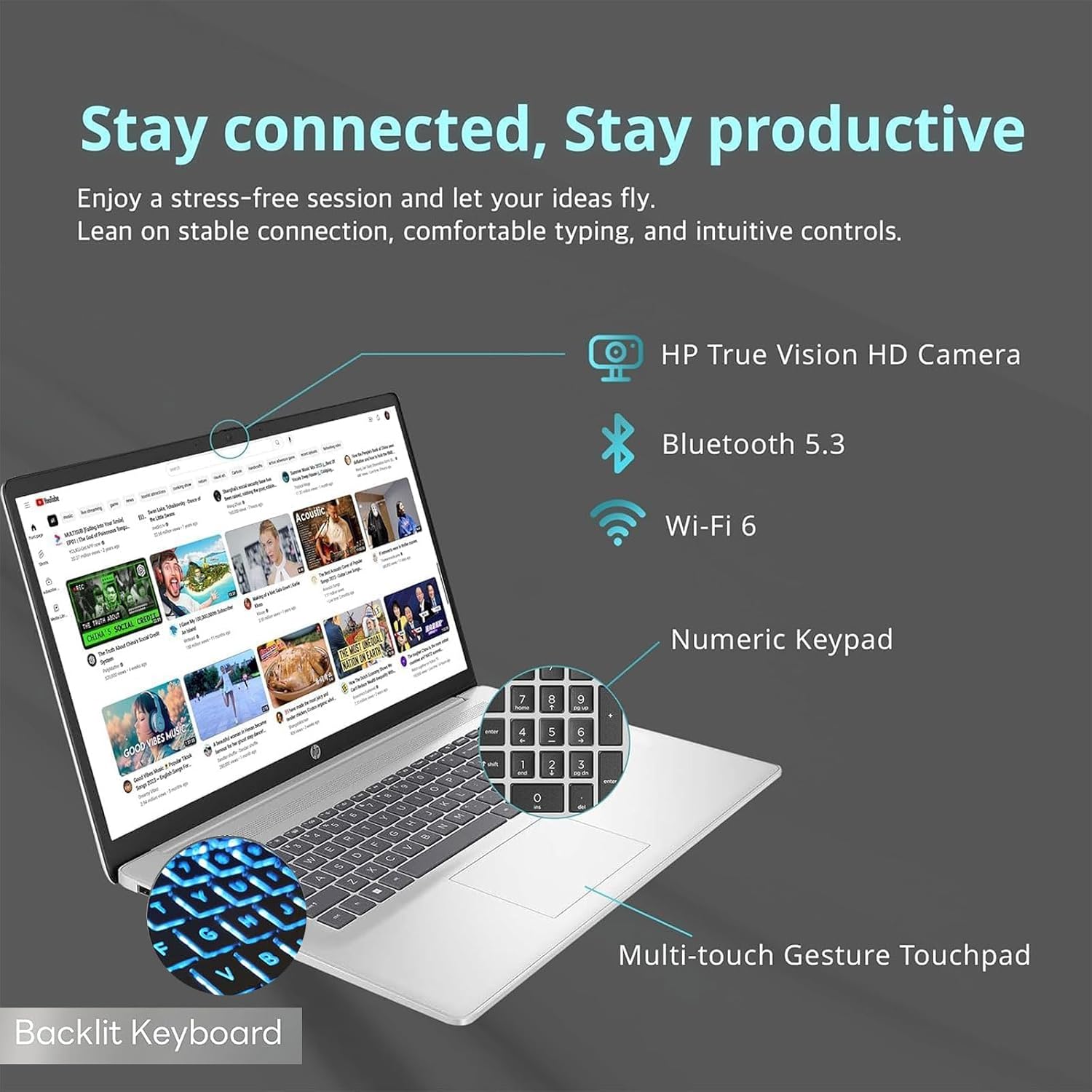 HP 17inch Touchscreen Laptop AI PC -10Core Intel i7-150U Beat i7-1355U -Backlit Keyboard -Windows 11 - Office 365 One Year -Computadora Laptop- Work Business College (64GB RAM| 2TB PCIe SSD)