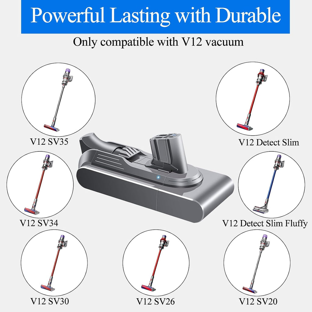 Premium V12 Battery Replacement Compatible with Dyson V12 Batteries V12 Detect Slim SV20 SV26 SV30 SV34 SV35 SV46 965470-01 394167-1 386706-85 Vacuum Cleaners