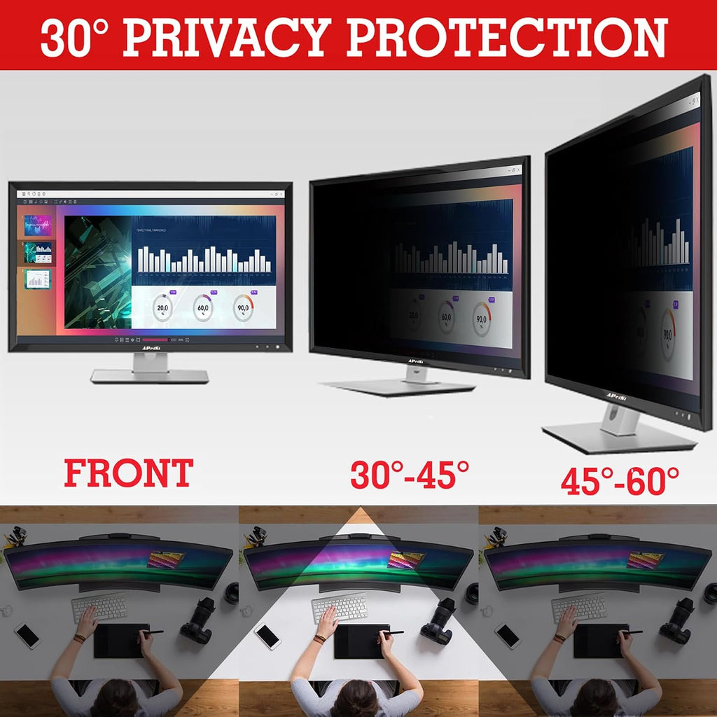 39 Inch Privacy Screen Filter for 21:9 Curved Ultrawide Monitor | Privacy Shield | Anti Glare | Anti-Blue Light | Eye Protection | Anti Spy | Computer Security Private Filter Protector