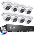 ZOSI 8CH 4K PoE Home Security System with 2TB HDD, 8pcs 3K 5MP Weatherproof Metal Outdoor Indoor PoE Cameras, Night Vision, Motion Detection, Remote Access, 8MP Surveillance NVR for 24/7 Recording