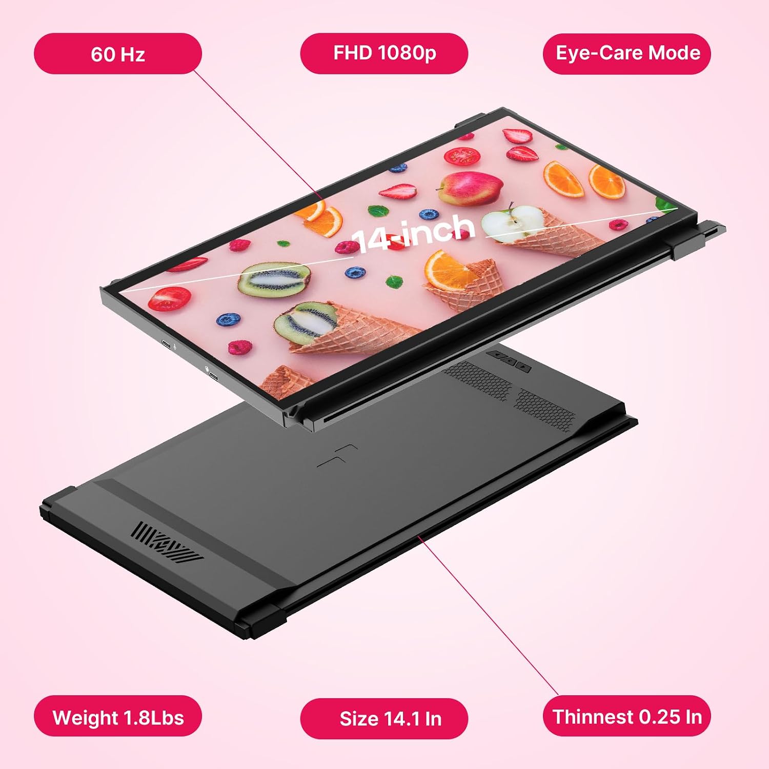 Duex Max DS Portable Monitor for Laptop, 【2026 Upgrade】 Mobile Pixels 14.1' Full HD IPS Dual Monitor for laptops, USB C/USB A/HDMI Powered Plug and Play Portable Display,Windows/Apple Compatible