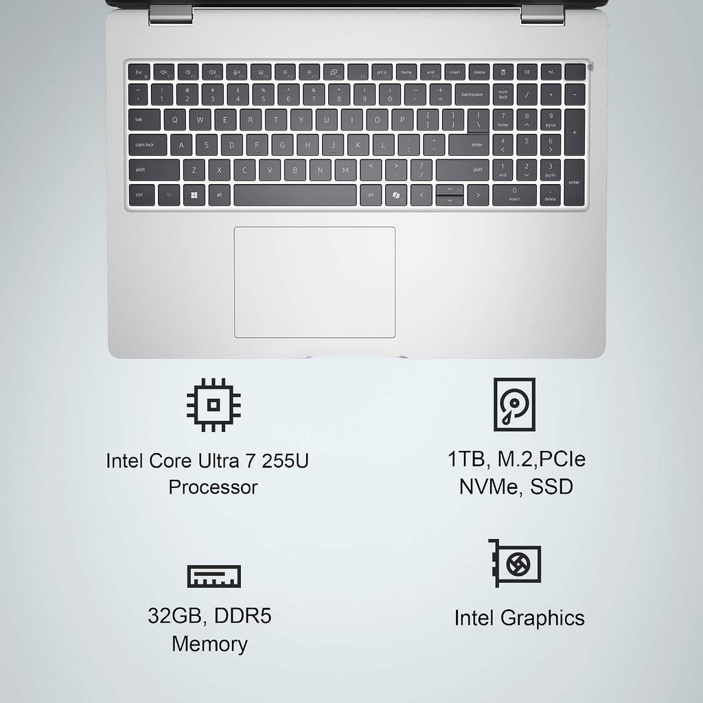 Dell Pro 16 (Next Gen Latitude 3550) Business AI PC Laptop (16' FHD+ Anti-Glare, Intel 12-Core Ultra 7 255U, 32GB DDR5, 1TB SSD) 1080p IR Webcam, Backlit, Thunderbolt 4, Wi-Fi 6E, Win 11 Pro, Sliver