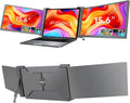 15.6' Triple Portable Laptop Monitor, FHD 1080P IPS Screen Extender Portable Display for 15.6-17.3' Laptops, PnP Travel Laptop Screen Extender with USB-C&HDMI, Dual Monitor for Windows, Mac