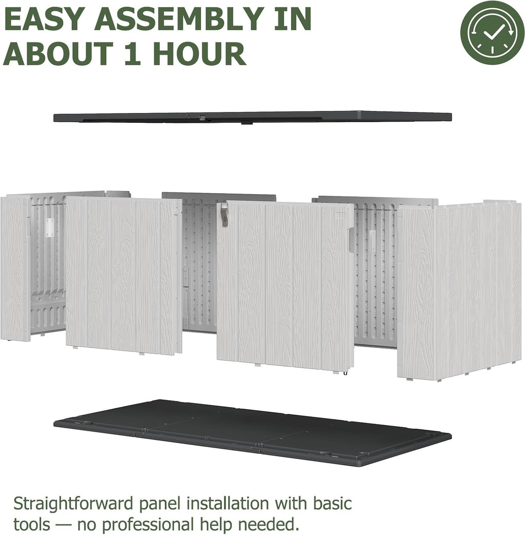 Aoxun 21 Cu.Ft Outdoor Storage Shed, Large Resin Storage Shed with Lid, Waterproof & UV-Resistant Patio Storage for Cushions, Garden Tools, and Pool Accessories (White)