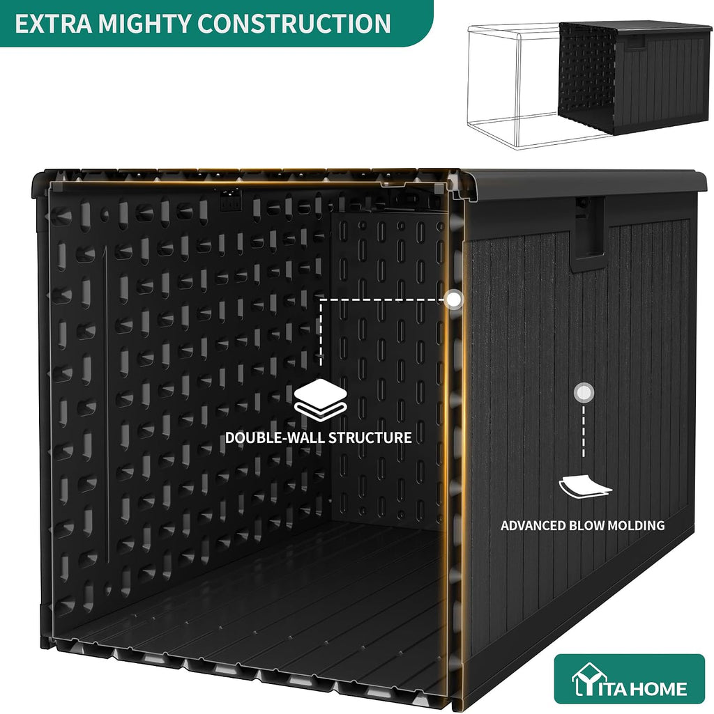 YITAHOME 180 Gallon Large Deck Box with Side Handles, Outdoor Double-Wall Storage for Patio Furniture Cushions, Garden Pool Accessories, Waterproof & Lockable