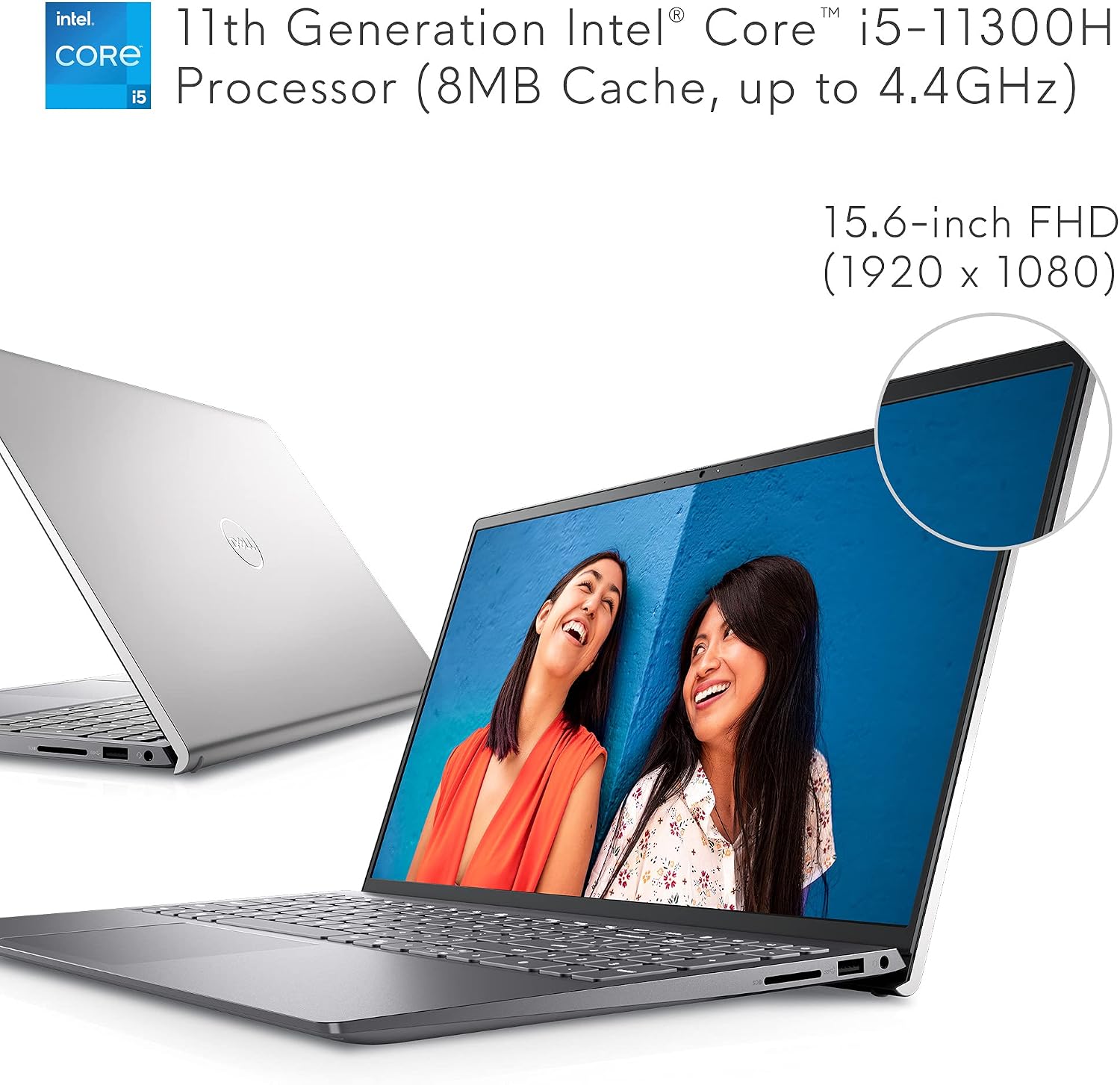 Dell Inspiron 15 5510 15.6 Inch Laptop Computer - Full HD (1920 x 1080) Display - Intel Core i5-11320H, 8GB DDR4 RAM, 512GB SSD, Intel Iris Xe Graphics, Windows 11 Home - Platinum Silver