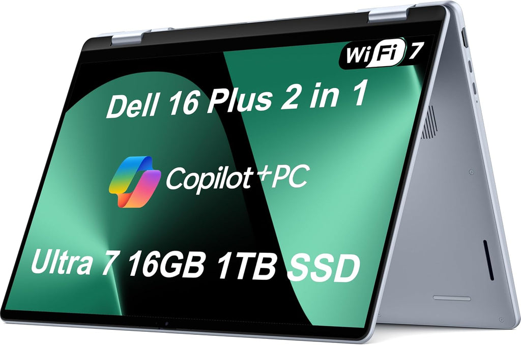 Dell 16 Plus (Next Gen Inspiron 16 Plus) 2-in-1 AI Laptop (16' FHD+ Touchscreen, Intel Core Ultra 7 256V (> i7-1355U), 16GB DDR5, 1TB SSD) Copilot+ PC, 21-Hr Battery, Wi-Fi 7, Fingerprint, Win 11 Home