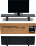 ULTRARM Moodular Wooden Monitor Stand 33.4' (85cm) Desk Organizer with Metal Slide Rails for Drawer, Tray, Laptop, Tablet, Phone & Headphones Customizable Riser for Organized Workspace Black MS85-B