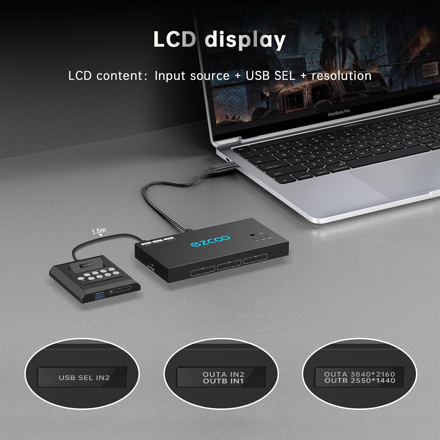 4K@60Hz HDMI 2.0 KVM Switch 4x1 for 4PC Share 2 Displays and 4 USB 3.0 Ports SPDIF L/R Audio,Copy/Extended Mod compatibile with Windows, Unix and Mac OS X