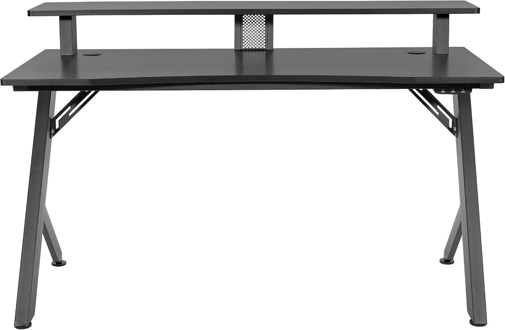 OSP Home Furnishings Area51 Battlestation Gaming Desk with Bluetooth RGB LED Lights, Matte Black