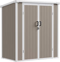 5x3 ft Outdoor Storage Shed with Floor, All-Weather Resin Tool Shed with 2 Shelves, Heavy-Duty Garden Shed for Yard, Bicycle, and Lawn Equipment, Easy Assembly, Warm Gray