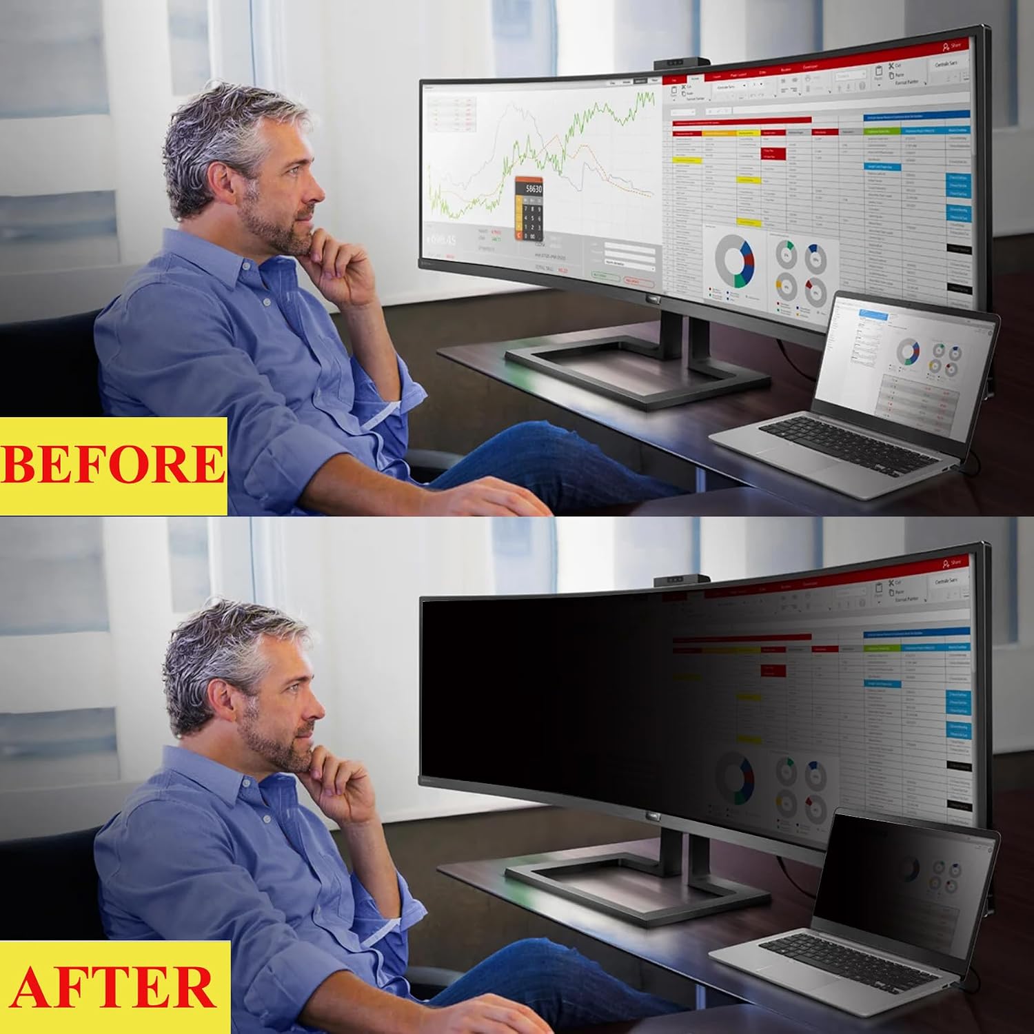 39 Inch Privacy Screen Filter for 21:9 Curved Ultrawide Monitor | Privacy Shield | Anti Glare | Anti-Blue Light | Eye Protection | Anti Spy | Computer Security Private Filter Protector