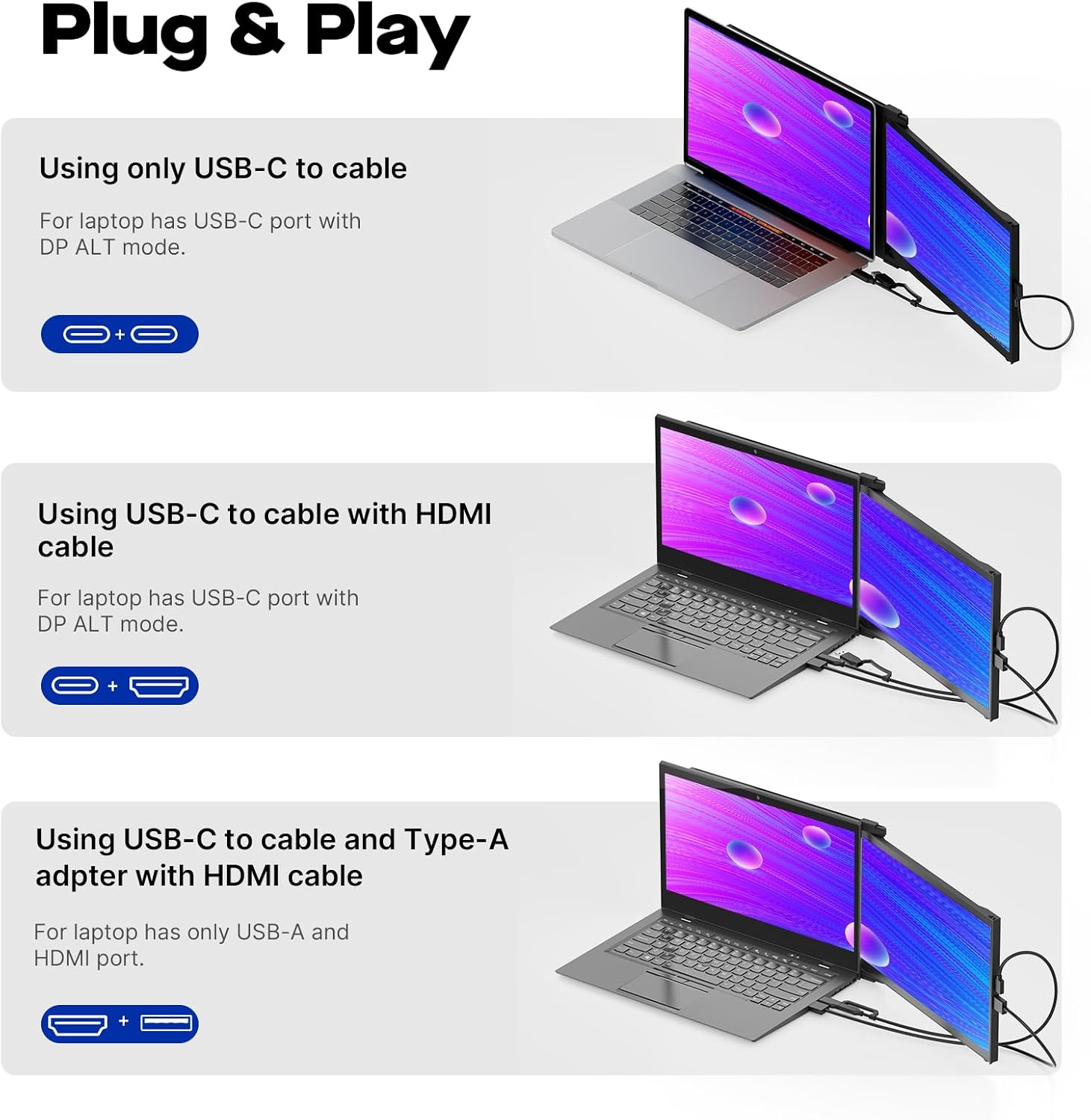 Duex Max DS New Mobile Pixels Portable Monitor (2026 Upgraded), 14.1' Full HD IPS Laptop Screen Extender, USB C/HDMI Powered Plug and Play,Windows/Mac/Android Compatible