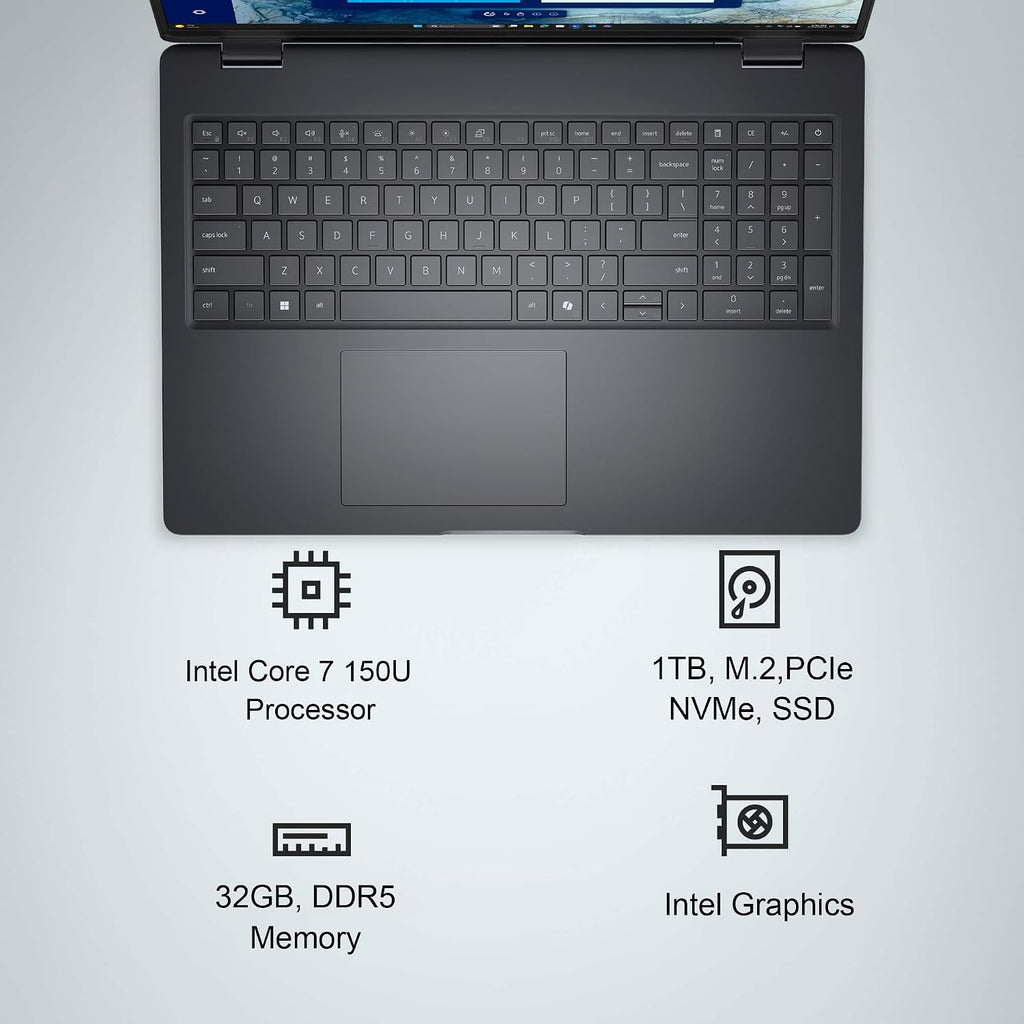 Dell Pro 16 (Next Gen Latitude 3550) Business Laptop (16' FHD+ Touchscreen, Intel 10-Core 7 150U, 32GB DDR5, 1TB SSD) 1080p IR Webcam, Backlit, Thunderbolt 4, Wi-Fi 6E, Win 11 Pro, Magnetite, PC16250