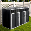 Outdoor Trash Can Storage, Garbage Bin Shed Stores, Trash Can Storage Cabinet Outside, Metal Outdoor Storage Shed for Garbage Cans, Garden Accessories, Backyard, and Patio Use, Lockable, Grey