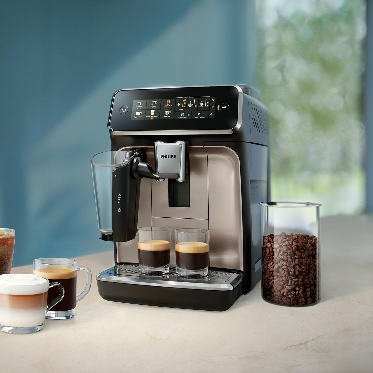 Philips 3300 Series Fully Automatic Espresso Machine with LatteGo Milk Frother, Black