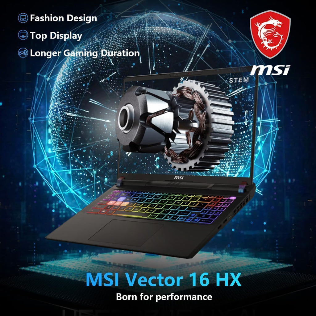 MSI Vector 16 HX AI Gaming Laptop, Intel Ultra 9 275HX(Up to 5.4GHz), NVIDIA RTX 5080 16GB GDDR7, 16' QHD+ 240Hz, Wi-Fi 7, 32 GB DDR5, 2 TB SSD, RGB Backlit Keyboard, Windows 11 Pro, w/Accessories