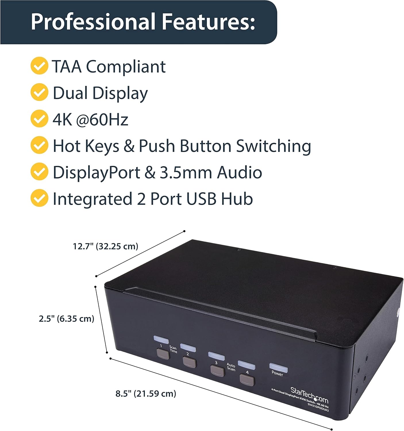 4 Port Dual DisplayPort KVM Switch