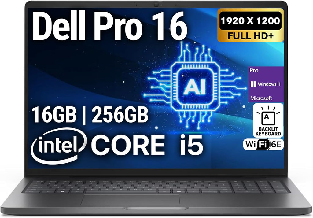 Oemgenuine Dell Pro 16(Next-gen Latitude 3550) 16' FHD+ Display Business Laptop, Intel 10 Core i5-120U, 16GB DDR5 RAM, 256GB SSD, WiFi 6E + BT, Backlit Keyboard, HD Webcam, RJ-45, Win 11 Pro