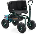 VEVOR Garden Seat with Wheels, Rolling Garden Stool with Height Adjustable & 360° Swivel Seat, 400lbs Weight Capacity, Gardening Cart Bench, Ergonomic Backrest & Tool Storage, for Yard, Patio