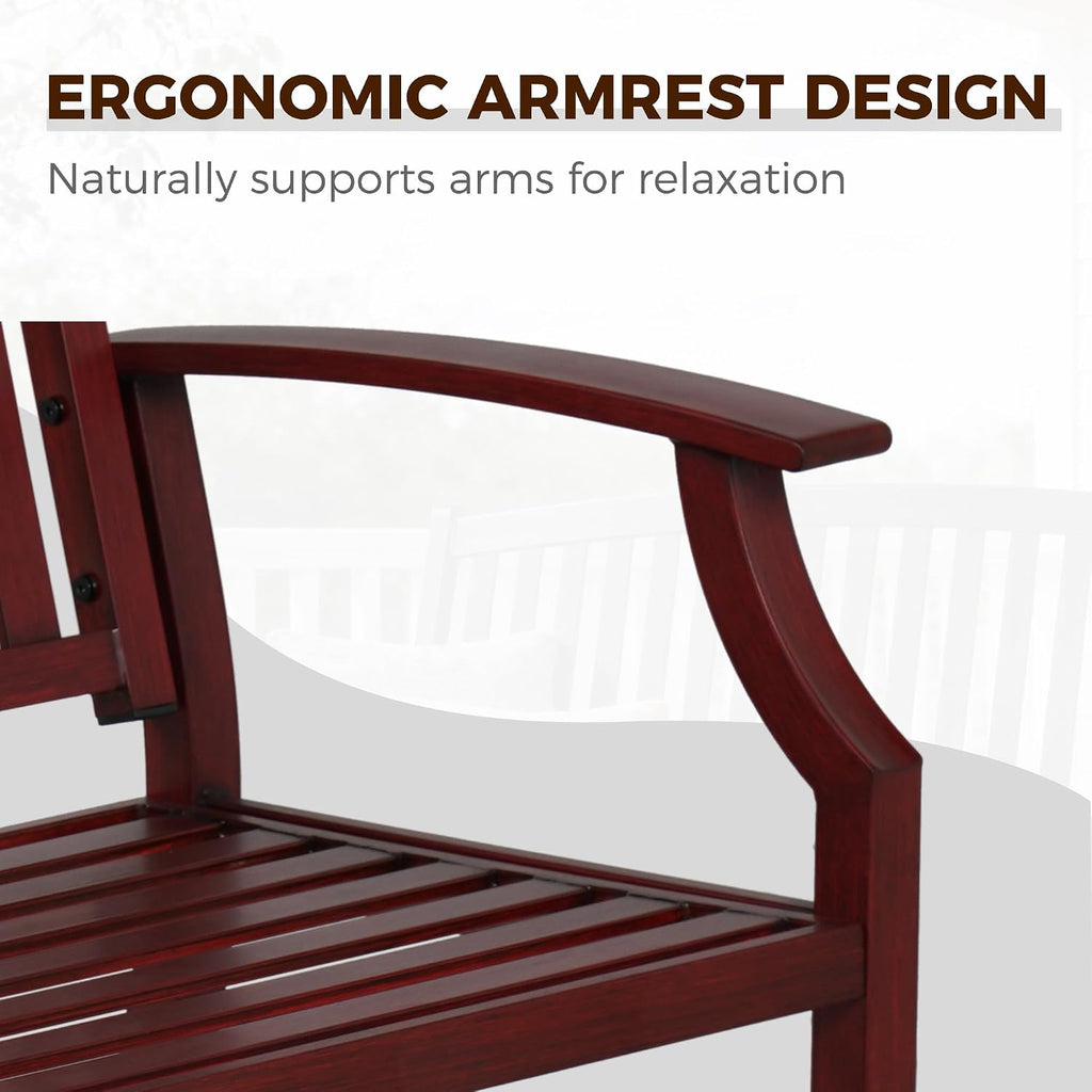 Grand patio 52' Farmhouse Outdoor Bench, Garden Benches with Anti-Rust Aluminum Powder Coated Frame, Faux Wood Grain Finish Frame Patio Bench for Front Porch, Red
