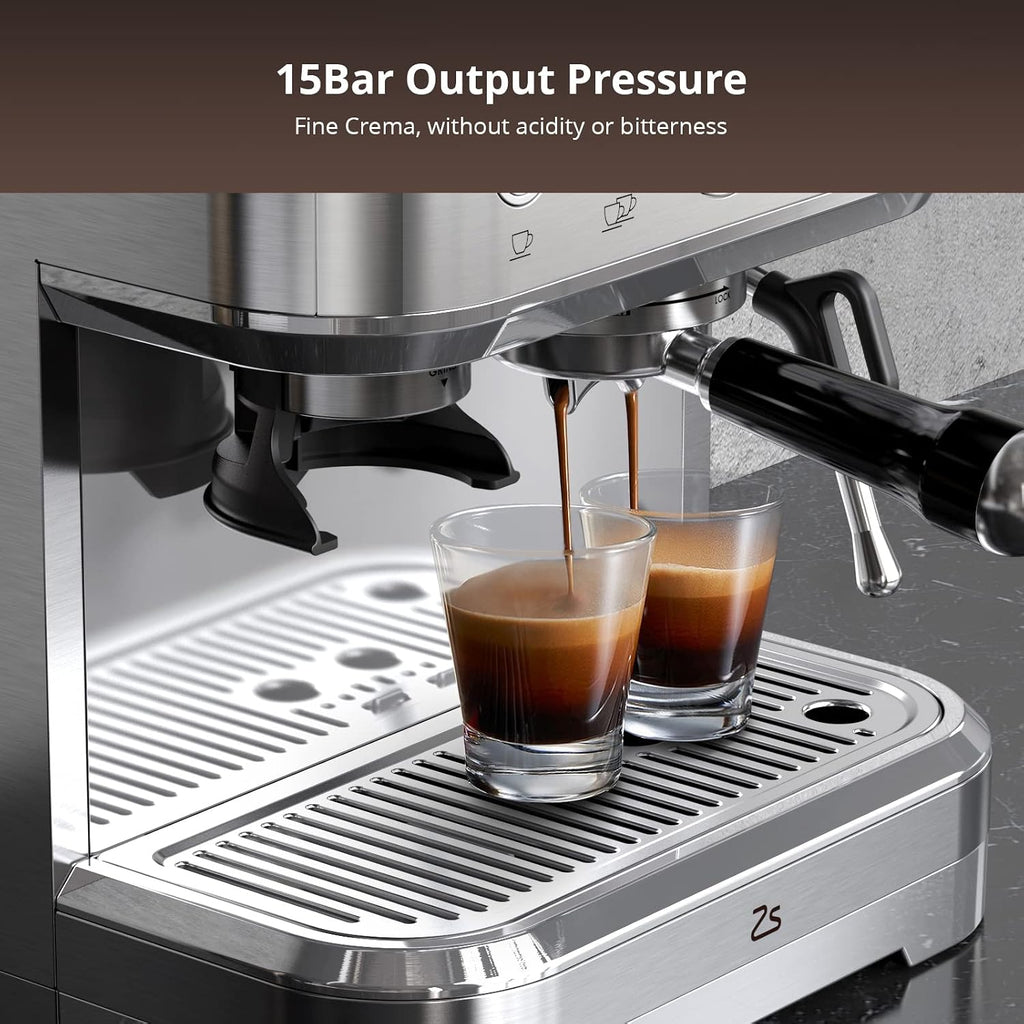Takywep Professional Espresso Machine with Built-In Grinder and Milk Frother, 15 Bar Cappuccino and Latte Maker, Gift for Coffee Enthusiasts, Mom, Dad