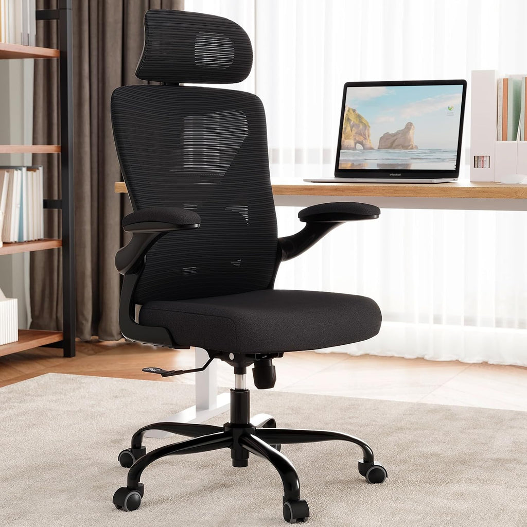 Ergonomic Office Chair - X-Shaped Computer Desk Chair Comfy, Gaming Chair, Office Chair with Lumbar Support, Mesh Office Chairs with Headrests, Desk Chair for Long Hours, Black Silver, Pack of 5