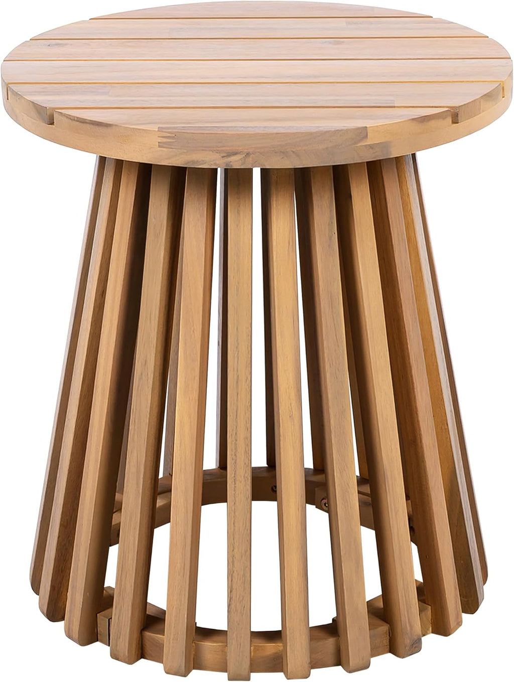 Christopher Knight Home Kiin 3 Pieces Outdoor Patio Furniture Set, Acacia Wood Patio Conversation Set, Side Table and Club Chairs with Cushion for Garden Backyard Balcony, Brown + Cream + Light Teak