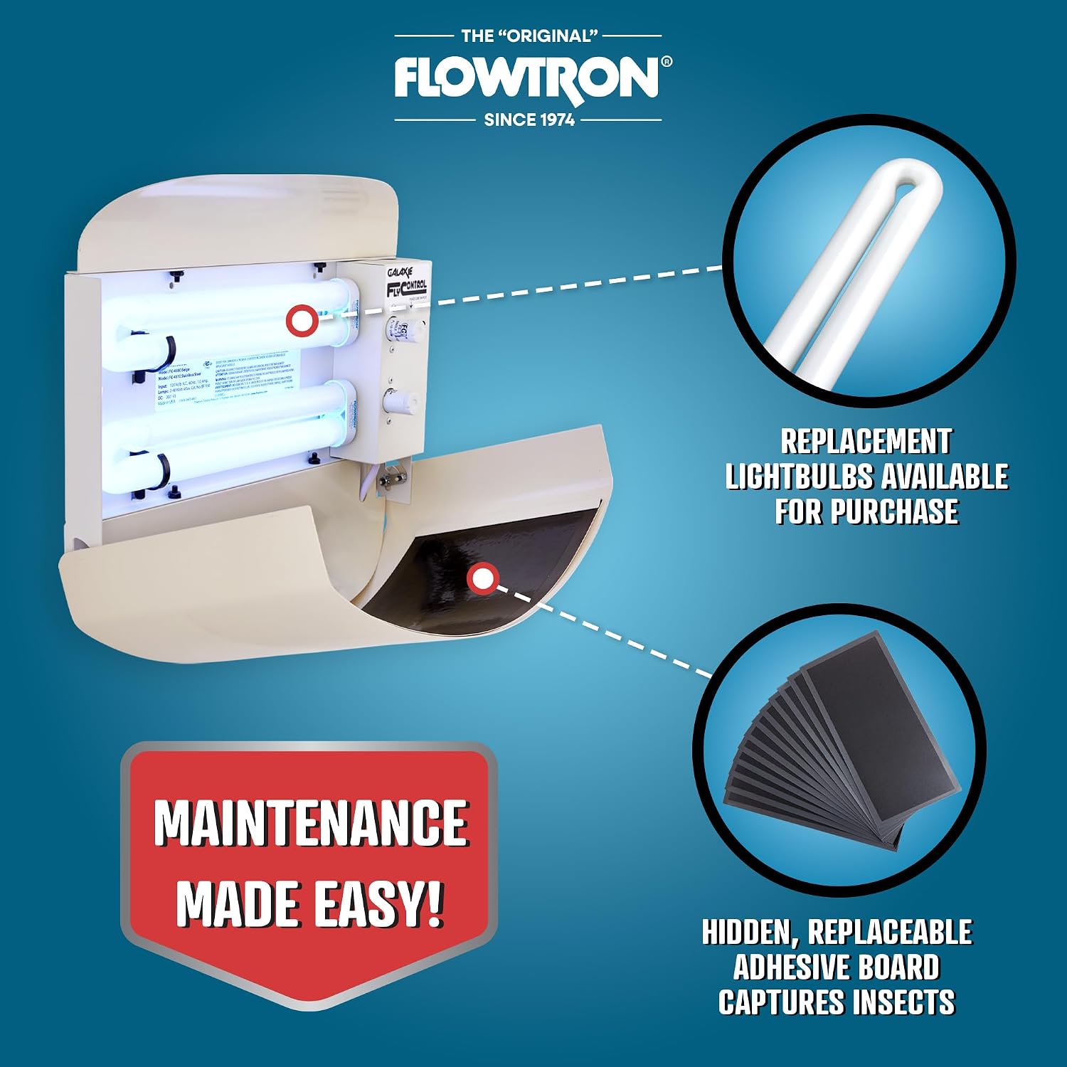 Flowtron Fly Trap Indoor Wall Sconce | Electric Insect Killer for Flies & Gnats with Dual Lure Method 80W UV Light & Pheromone Attractant | Sticky Strips, 1200 Sq Ft for House & Kitchen
