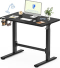 FLEXISPOT H7 Plus Gas Spring Adjustable Standing Desk, Mobile Rolling Sit-Stand Table with Wheels, Cordless Stand Up Desk for Small Spaces & Home Office, 40' One-Piece Desktop Black,Height 27.6'–45'