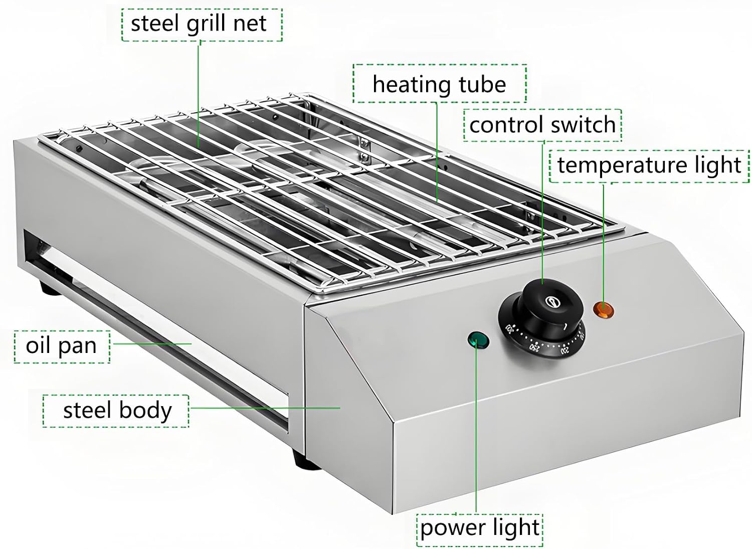 2600W Countertop Electric Griddle Flat Top Grill Portable Barbecue Grill Countertop Smokeless Indoor Grill Non-Stick Cooking Removable Plate BBQ Grill with Removable Temperature Control