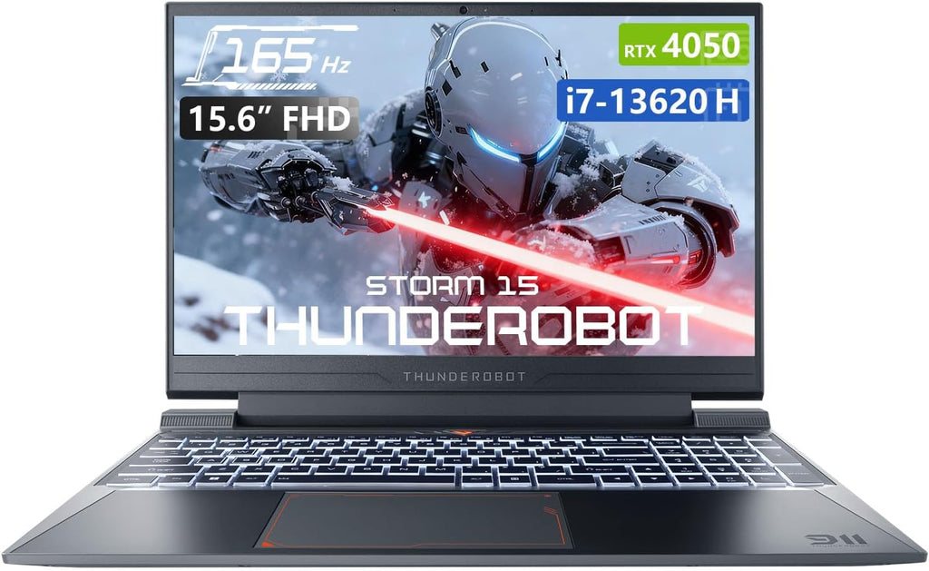 Thunderobot Storm 15 4050 Gaming Laptop, Intel Core i7-13620H, GeForce RTX 4050, 15.6' FHD 165Hz Display, 16GB RAM, 1TB SSD, Backlit Keyboard, HDMI, Wi-Fi, Win 11 Home, Black