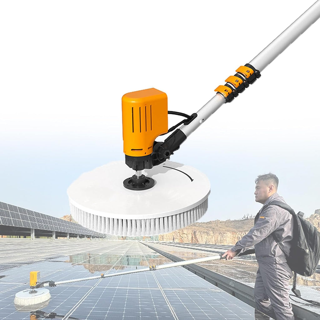 Single Head Solar Panel Cleaning Brush, Electric Rotating Cleaning Brush, 11Ft/18Ft/24Ft Aluminum Alloy Extension Rod,for Billboards,Exterior Walls(Powered-7.5m)