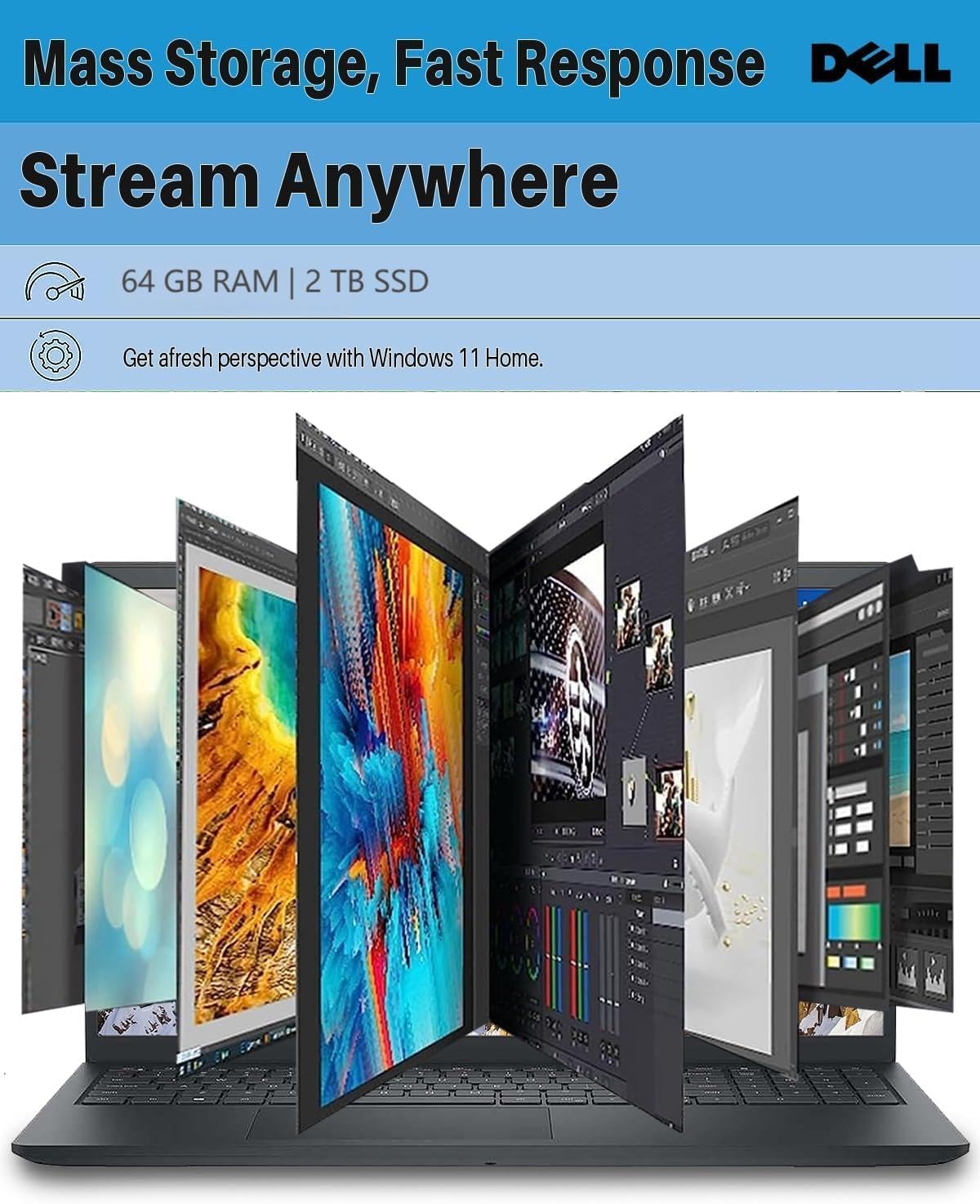 Dell Inspiron 15 3530 Touchscreen Laptop Computer, Core i7-1355U (Up to 5.0GHz), 15.6' LED FHD, 64 GB RAM, 2 TB SSD, Intel Iris Xe Graphics, Wi-Fi 6, Copilot-AI, Windows 11 Pro