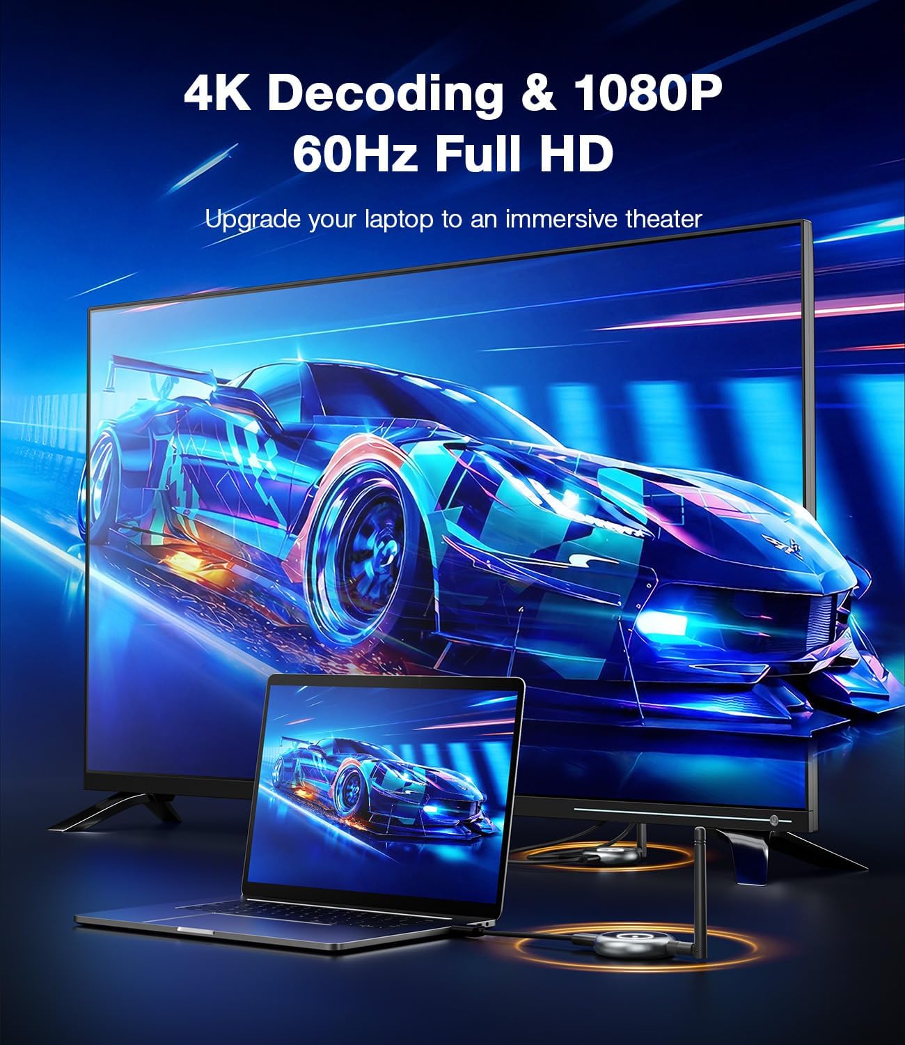 AIMIBO 2026 Wireless HDMI Transmitter and 2 Receivers, 4K Decode 1080P@60Hz, 656FT/200M, Tutuplay App Mirror, 5.8G HDMI Wireless Extender for Laptop, PC, Camera, TV Box to TVs, Projectors, Monitors