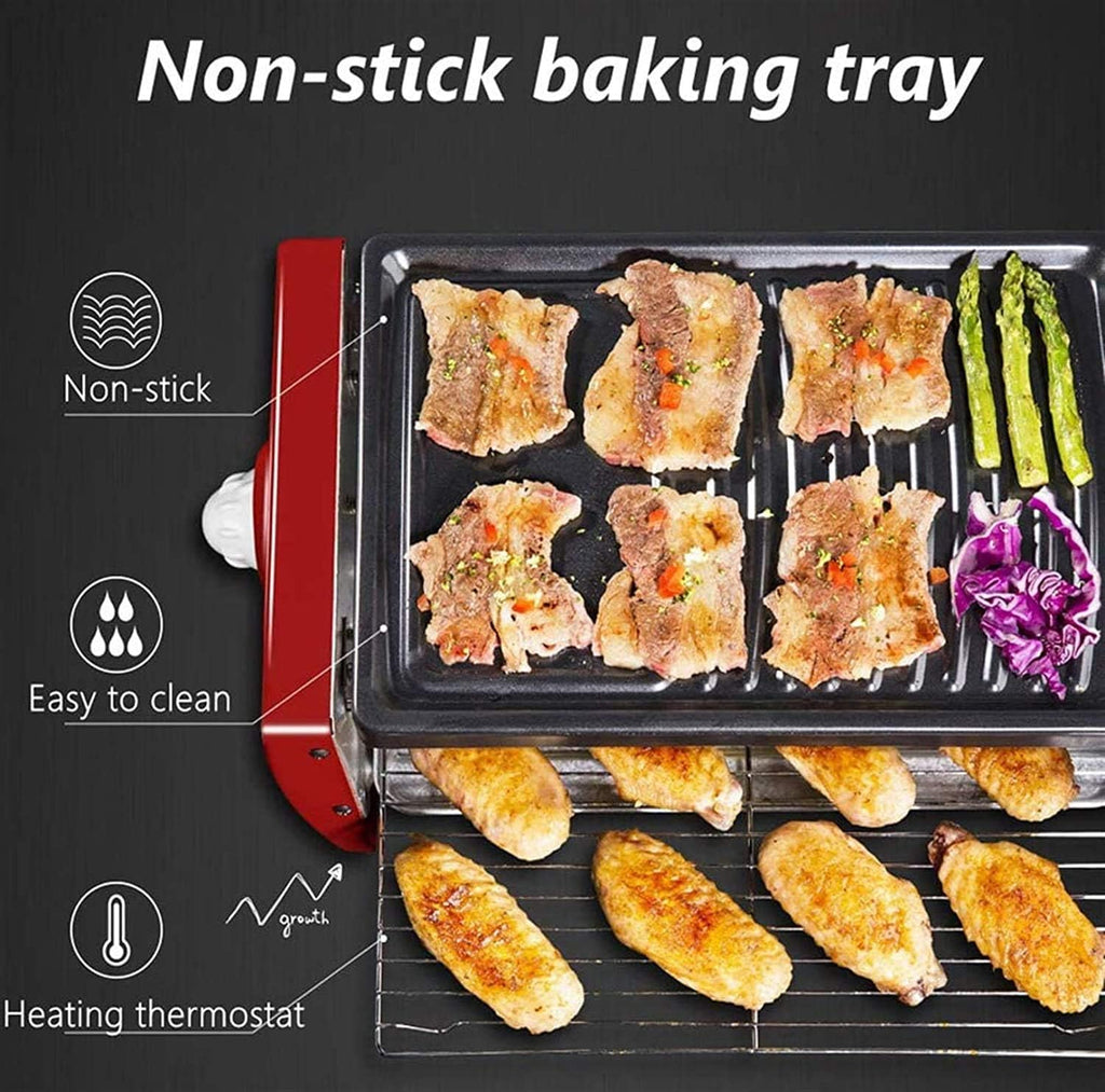 1200W Multifunction Electric Grill Double-layer Household Smokeless Electric Pan Indoor Grill,Household Nonstick Electric Griddle
