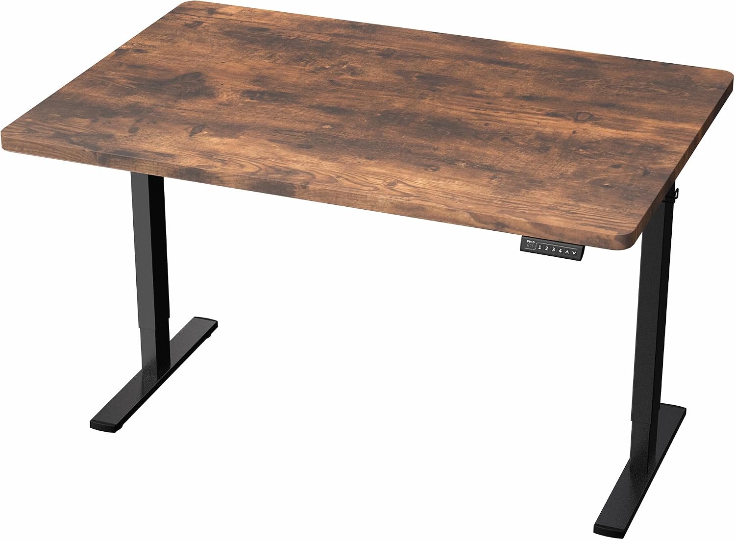VIVO Electric 48 x 30 in Rustic Standing Desk, Memory Height Adjustment, 1B Series, Holds 220 lbs, One-Piece Vintage Brown Top, Black Frame, DESK-KIT-1B5N