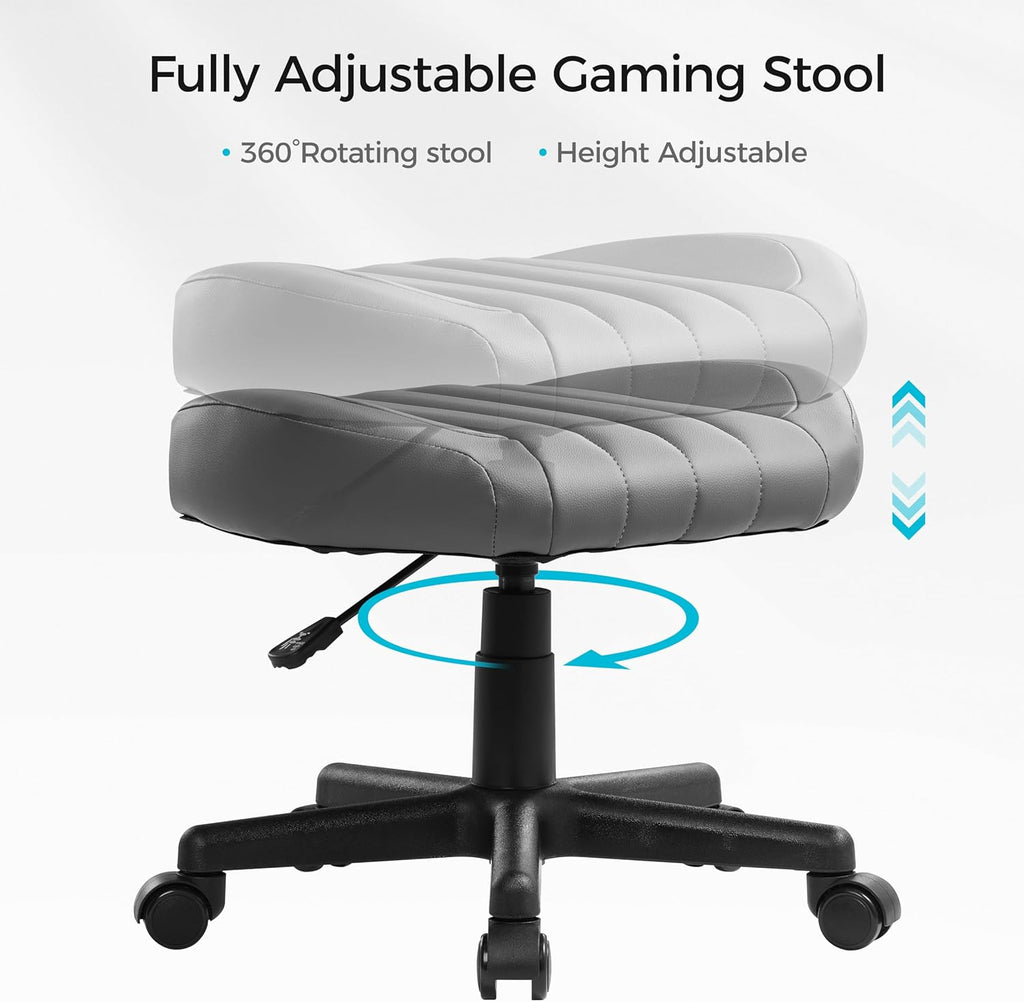 EUREKA ERGONOMIC Height Adjustable Foot Stool,19x18'' Large Seat Under Desk Footrest,Swivel Rolling Chair W Sturdy Wheels,Ottoman Stool Simple Meeting Chair for Home Office,Grey